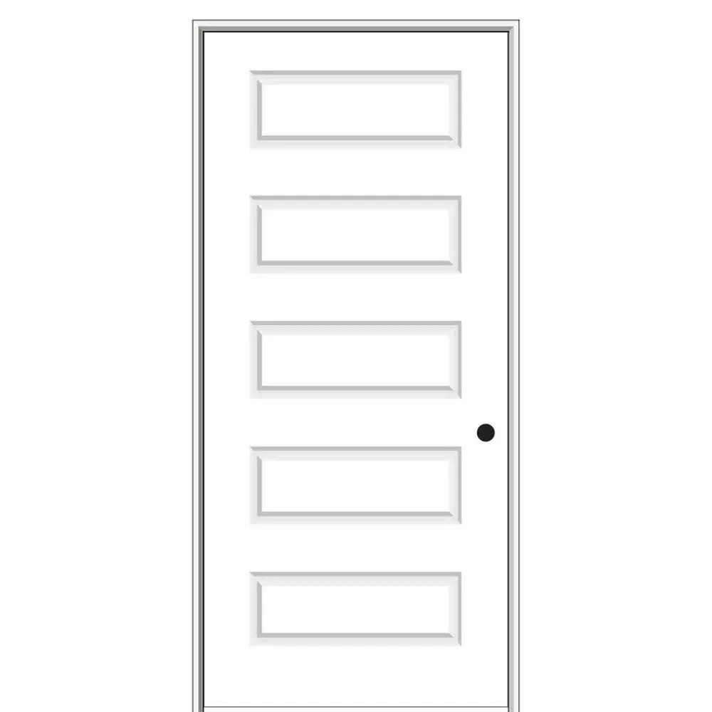 30 in. x 80 in. Smooth Rockport Left-Hand Solid Core Primed Molded Composite Single Prehung Interior Door