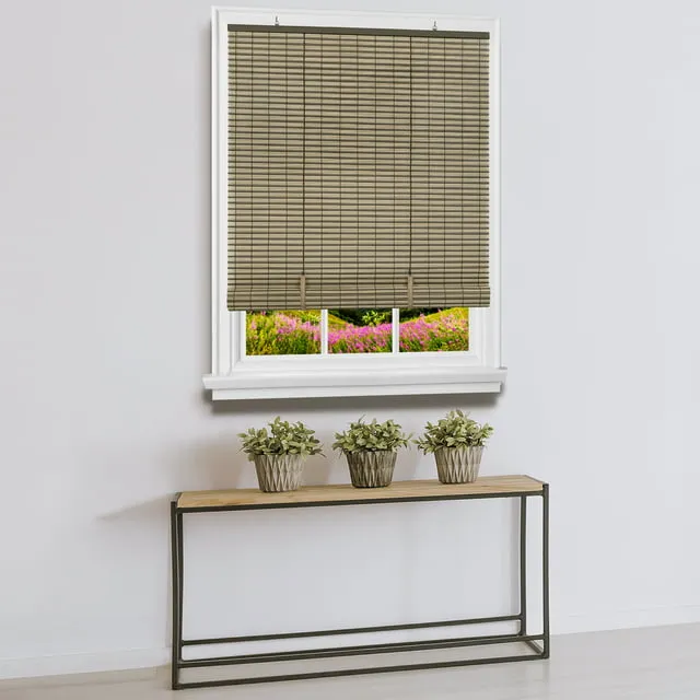 Cordless Veranda Vinyl Roll-Up Blind - 72 Inch Length, 30 Inch Width, Quarter Inch Vinyl Slats - Cocoa/Almond - Soft Light Filtering Horizontal Windows Blinds for Indoors by Achim Home Decor