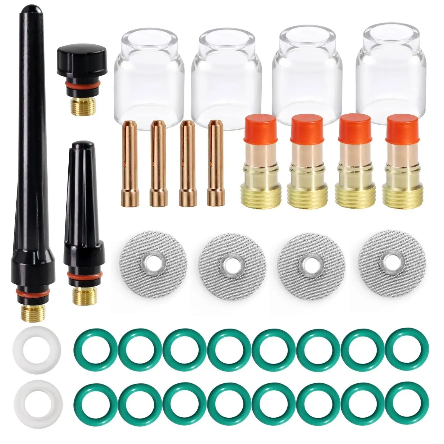 37pcs TIG Gas Lens Collet Body & #12 Glass Cup Kit DB SR WP 17 18 26 TIG Welding Torch