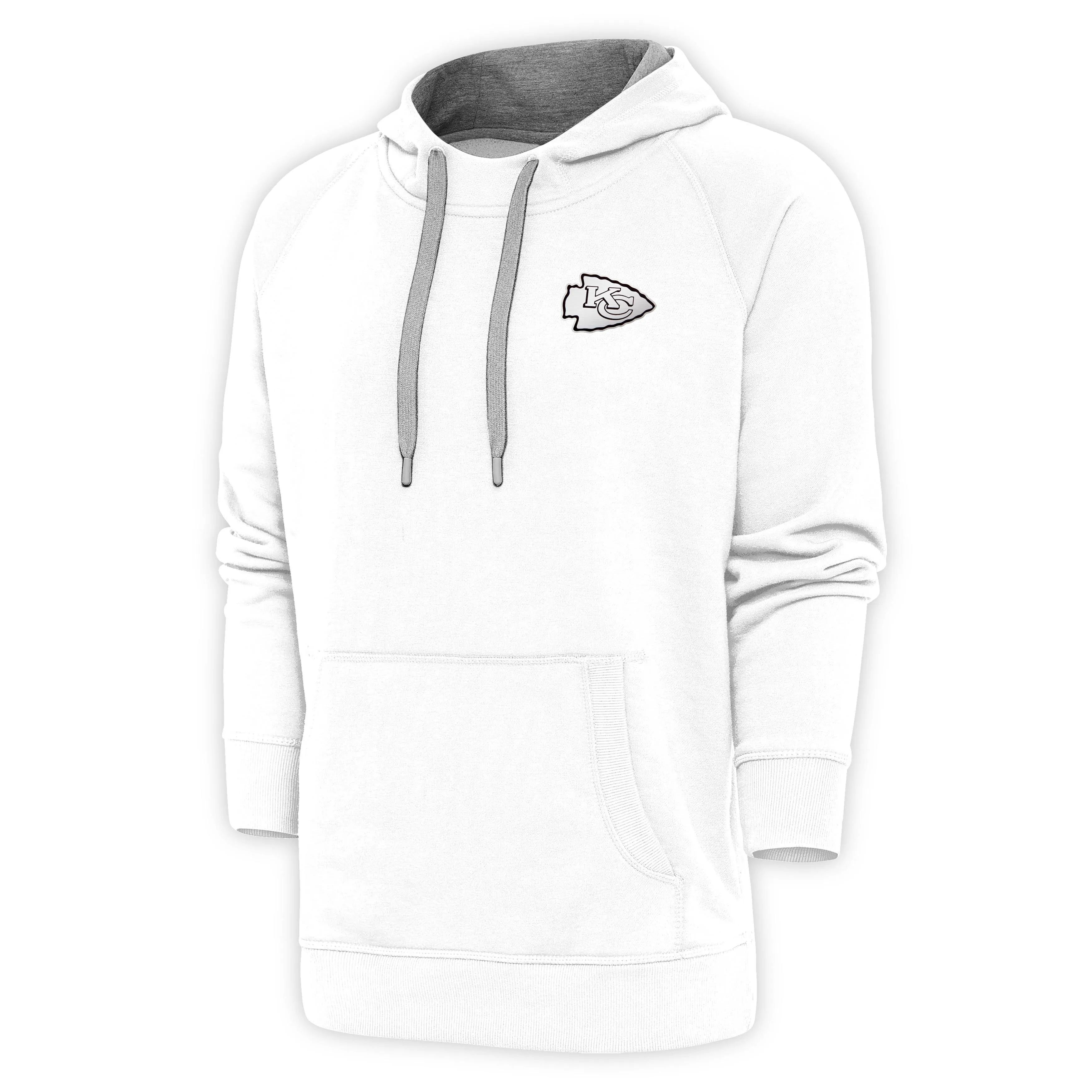 Antigua Kansas City Chiefs White Metallic Logo Victory Long Sleeve Hoodie, White ...