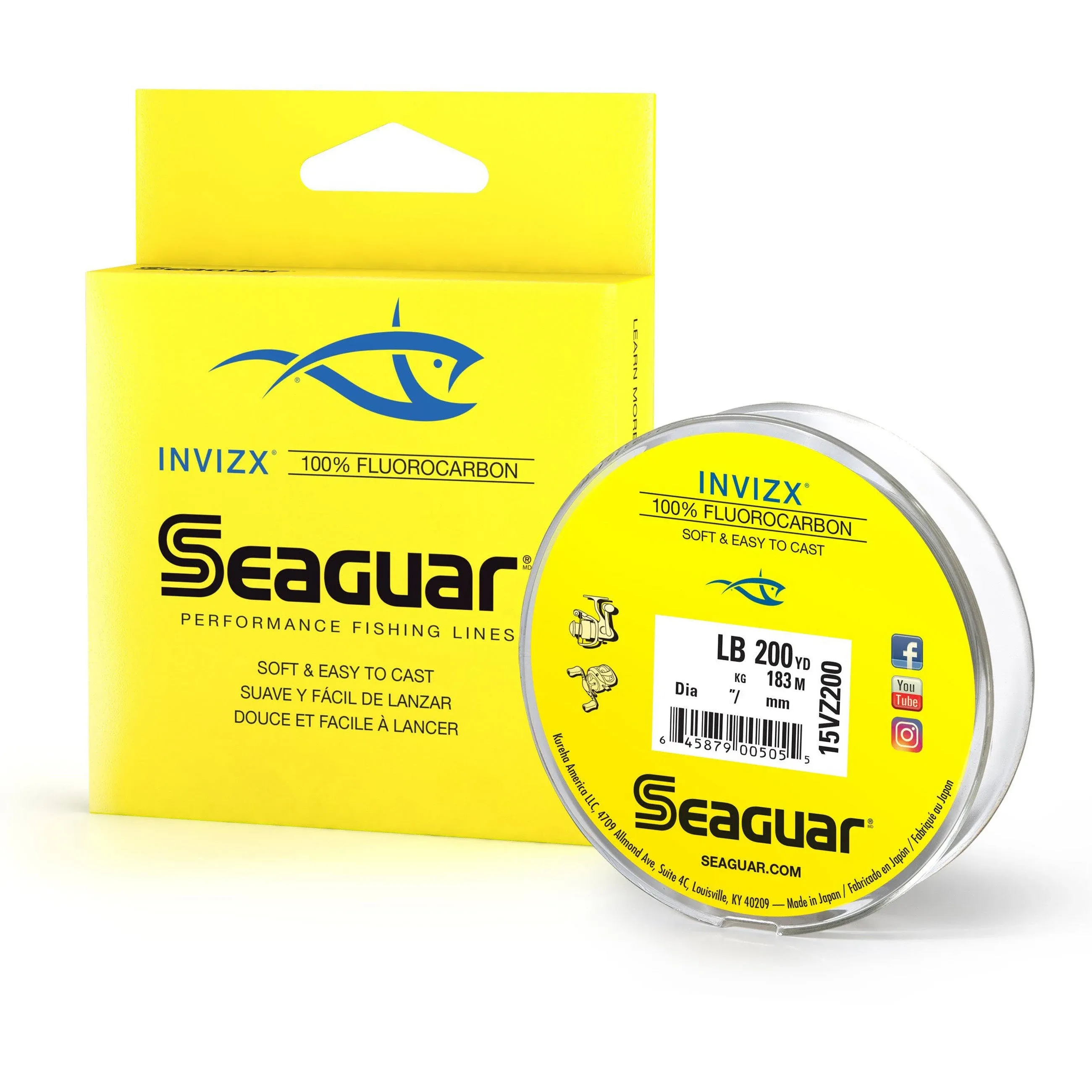 Seaguar Invizx Fluorocarbon Test Fishing Line, 200 Yds, 25 Lb