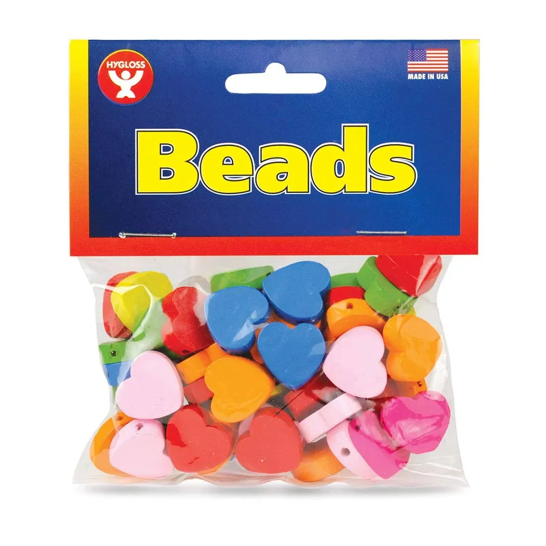 Wooden Colored Cube Beads - Heart