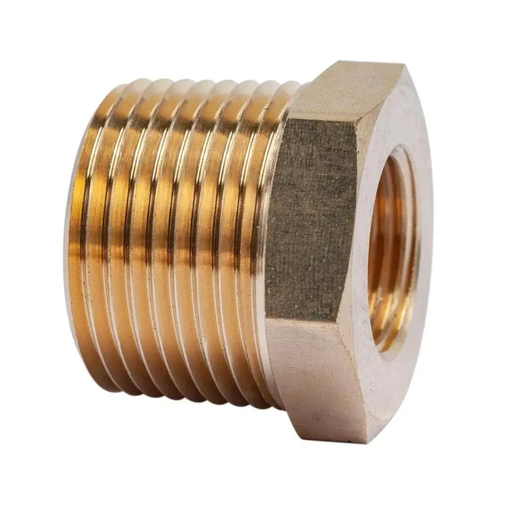 LTWFITTING Brass Pipe Hex Bushing Reducer Fittings 3/4 Inch Male x 3/8 Inch Female NPT Fuel(Pack of 5)