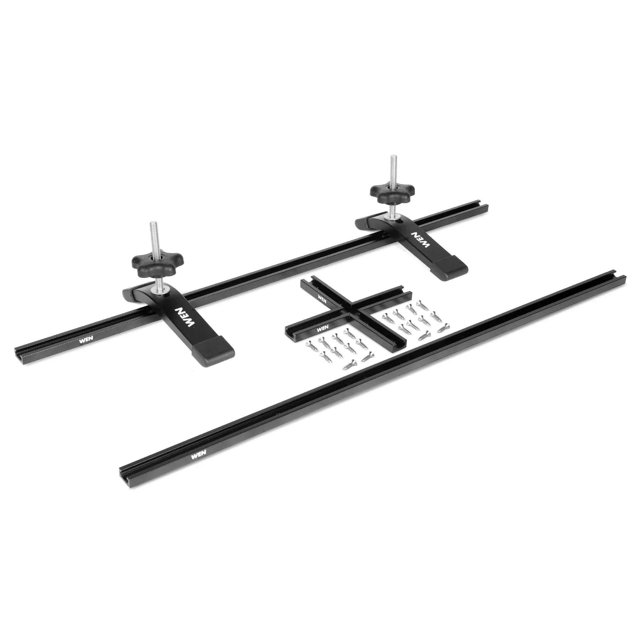 WEN 24-Inch Universal T-Track, Hold Down Clamps, and Intersection Kit for Woodworking (WT242)