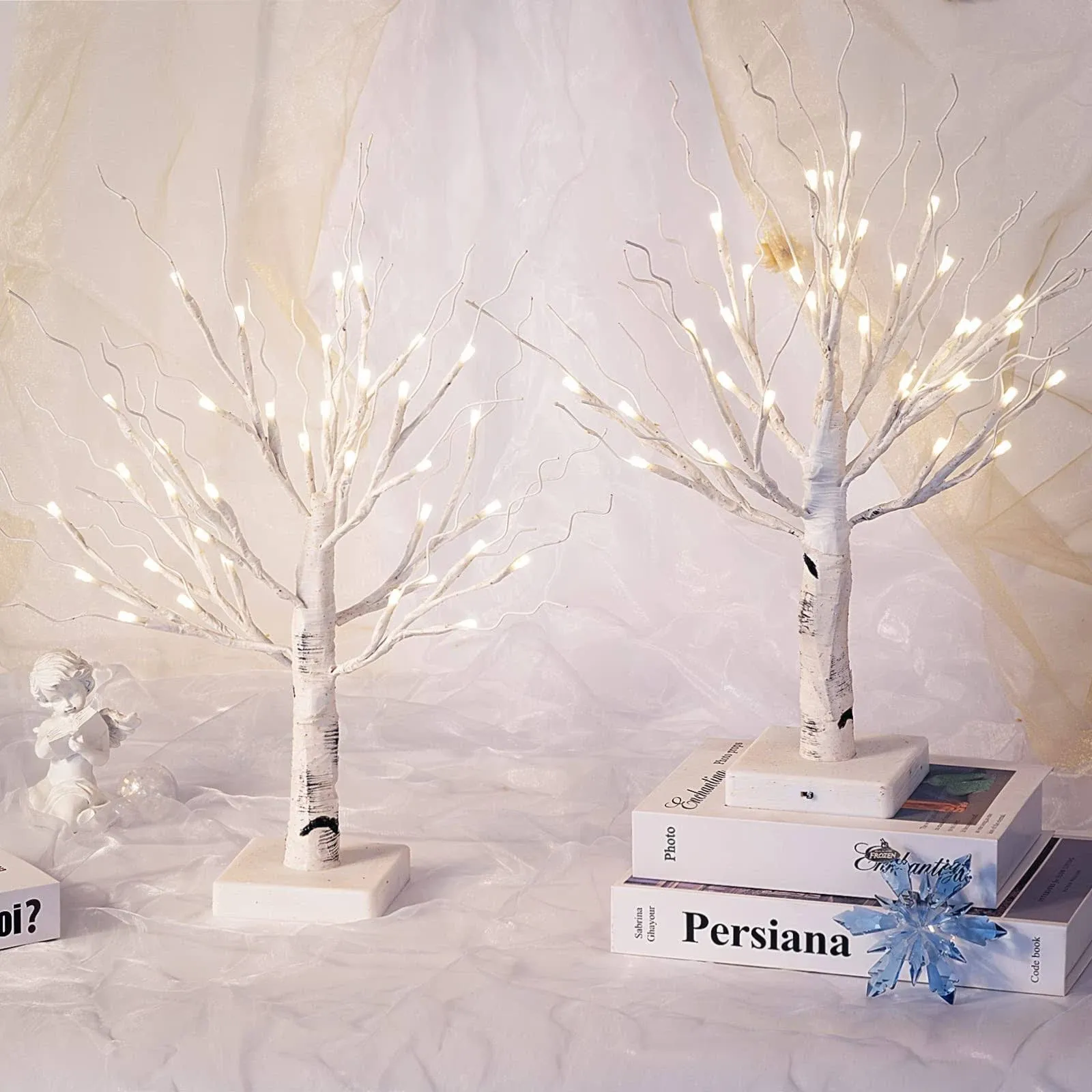 2 Pieces Lighted Birch Tree 36lt Led Wedding Centerpieces Artificial Branches Ta