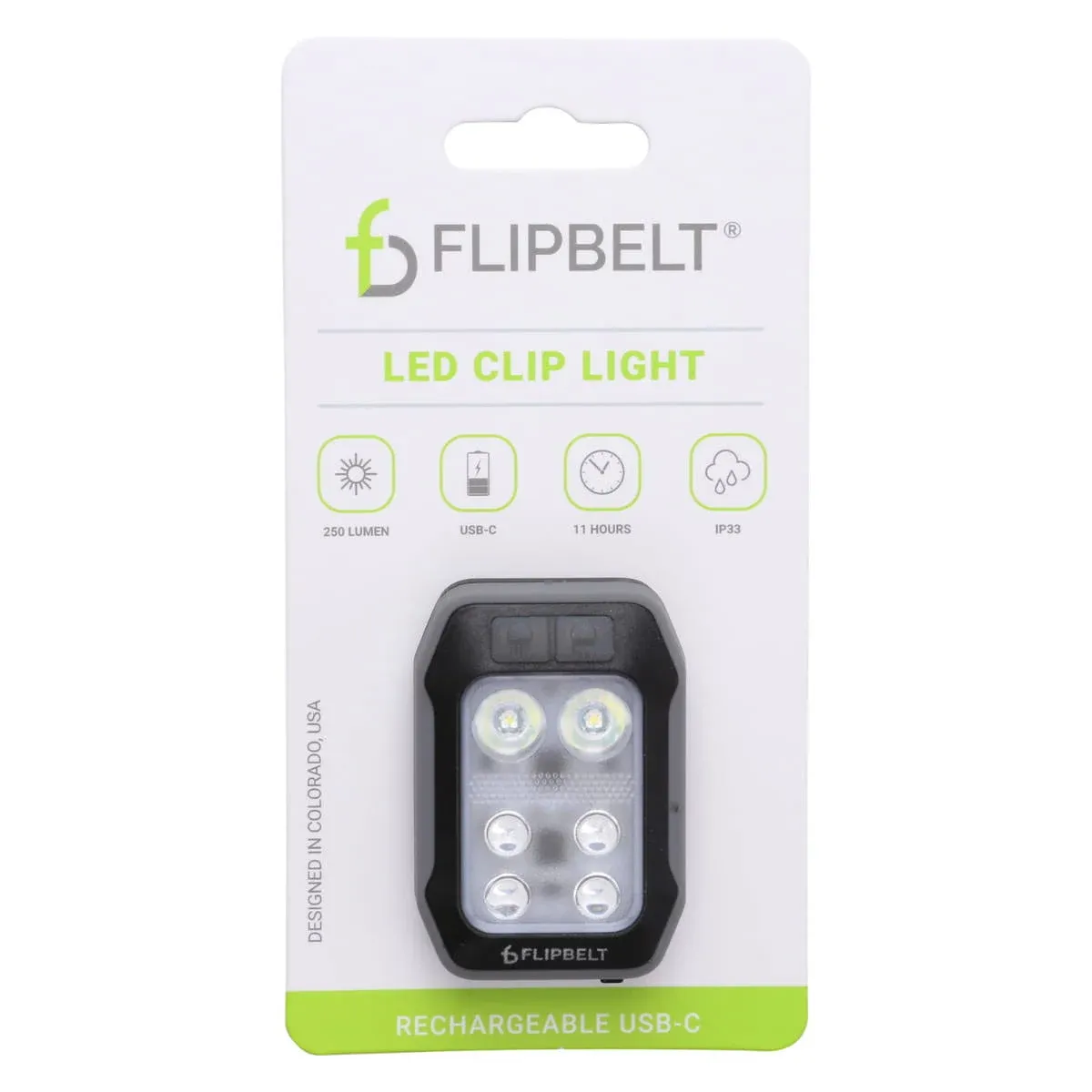 FlipBelt Clip On LED Running Light for Men and Women, Hands Free Safety Flashlight for Running, Biking, Hiking, Portable and Rechargeable Night Running Gear