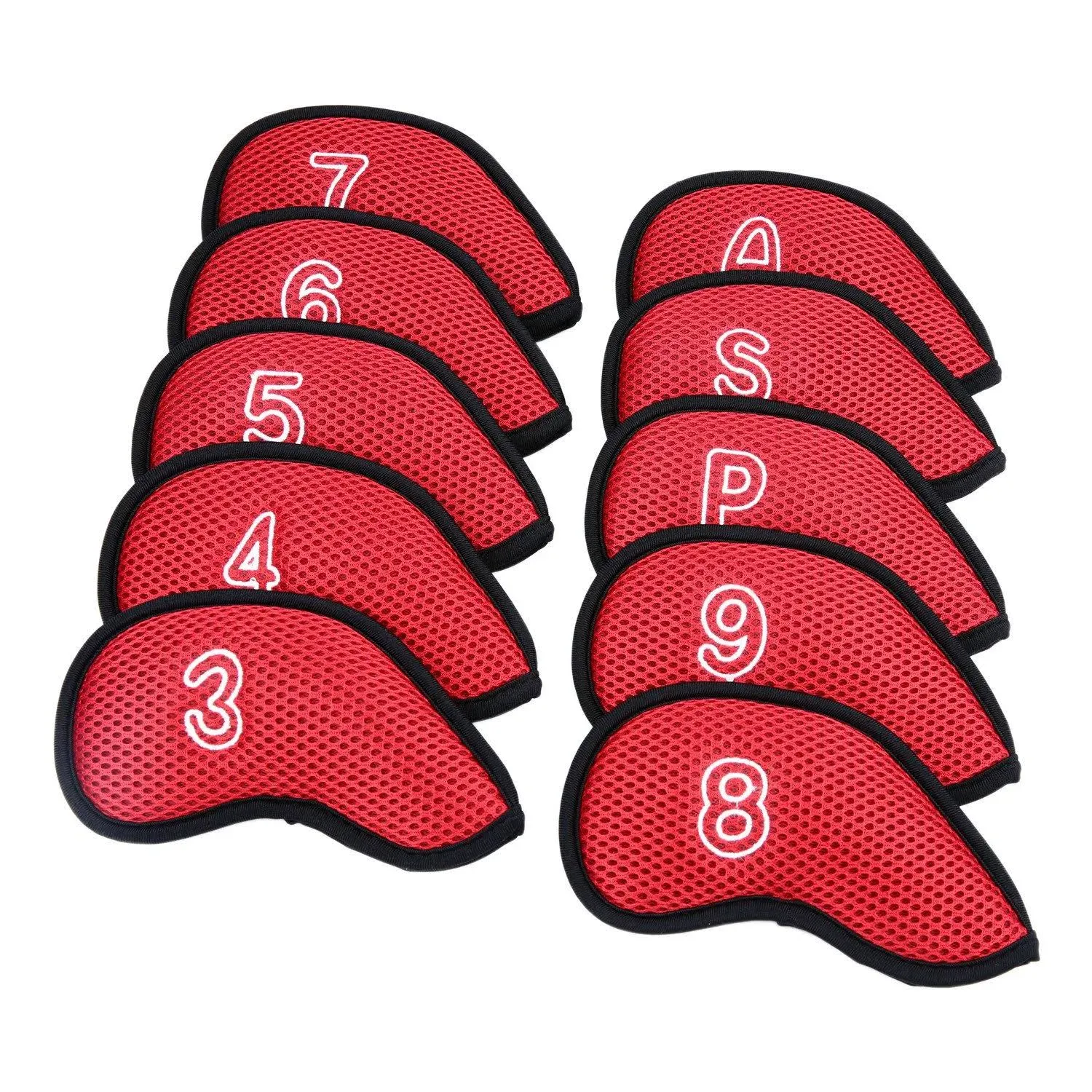 10Pcs/Pack New Meshy Golf Iron Covers Set Golf Club Head Cover Fit Most Irons