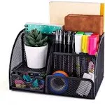 Mdhand Office Desk Organizer and Accessories Mesh Desk Organizer with 6 Compartments + Drawer