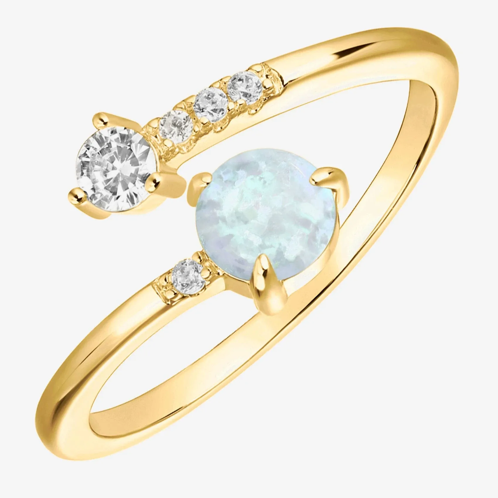 14K Gold Plated Adjustable Created Opal Rings | Stacking Rings | Gold Rings for 