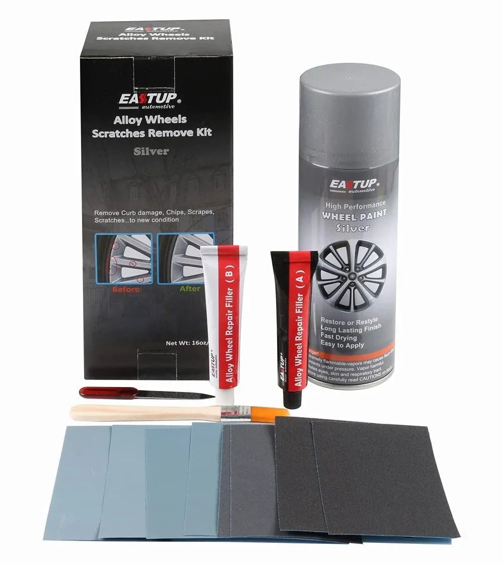 80003 Alloy Wheel Repair Kit Alloy Rim Scrapes Scratches Remover (Color: Silver)