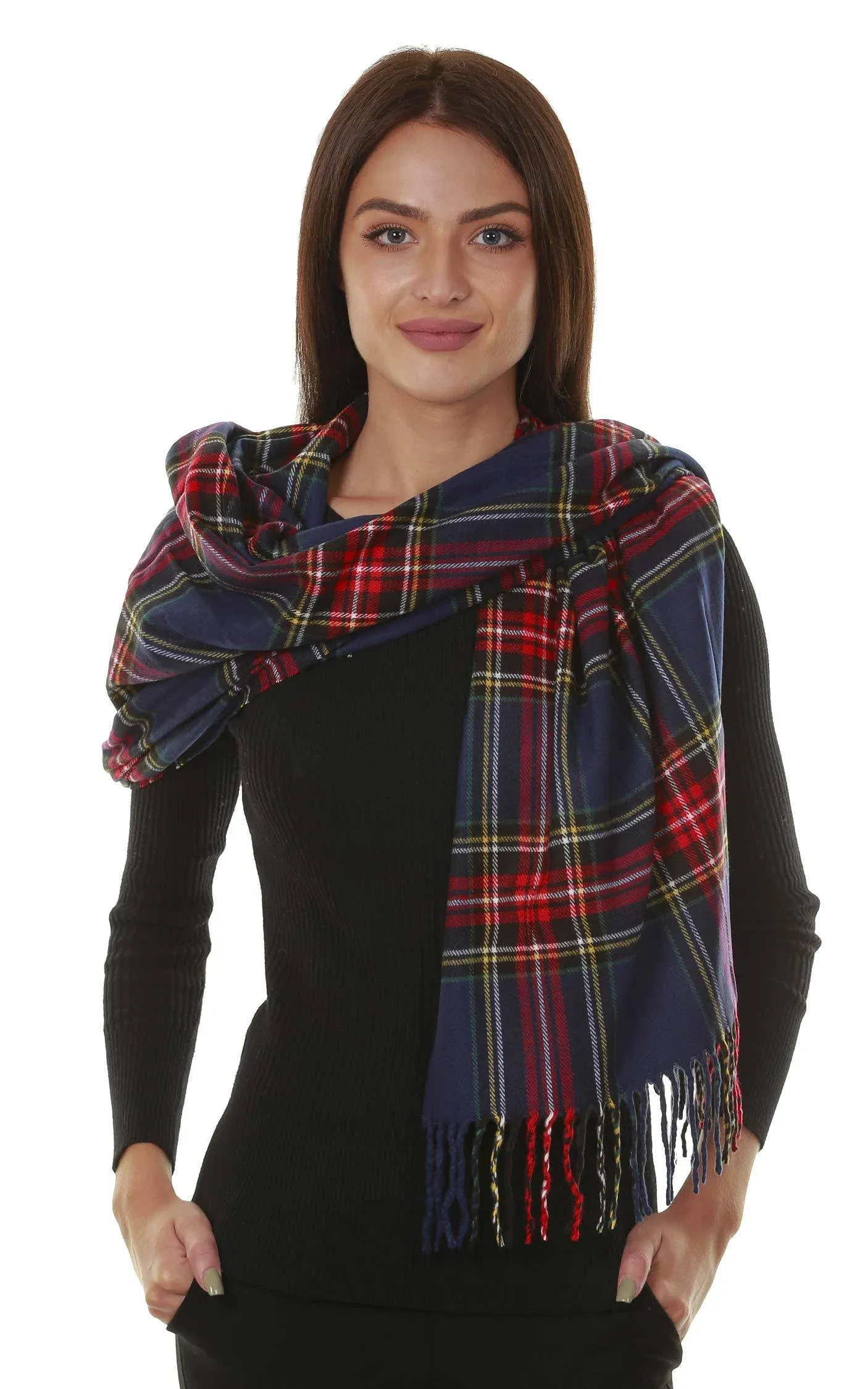 Gilbin's Big Winter Warm Tartan Checked Cashmere Feel Shawl Blanket Scarf