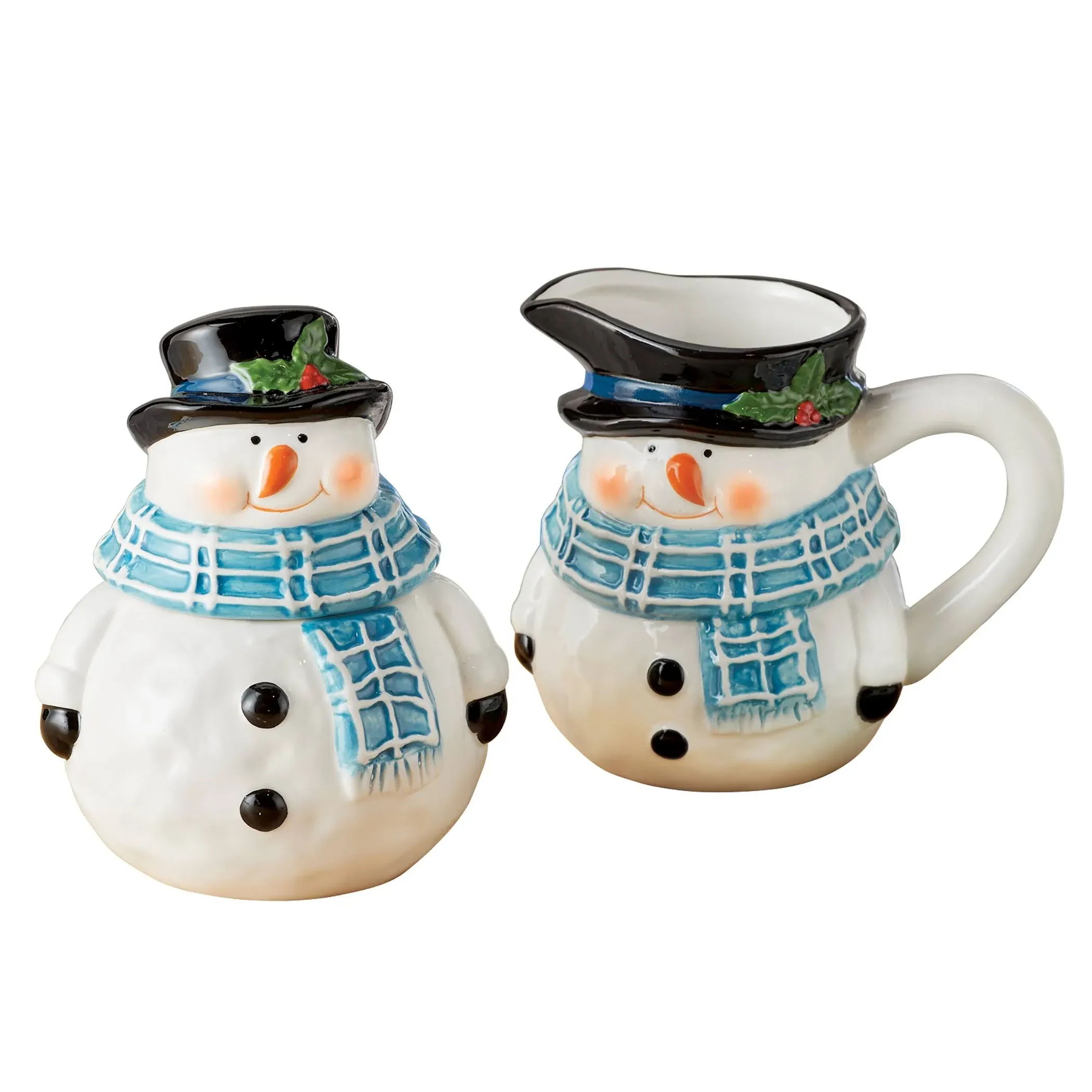 2-piece Ceramic Snowman Holiday Sugar and Creamer Set