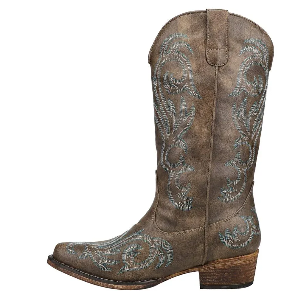 Roper Women's Brown Riley Vintage Western Boots - Snip Toe