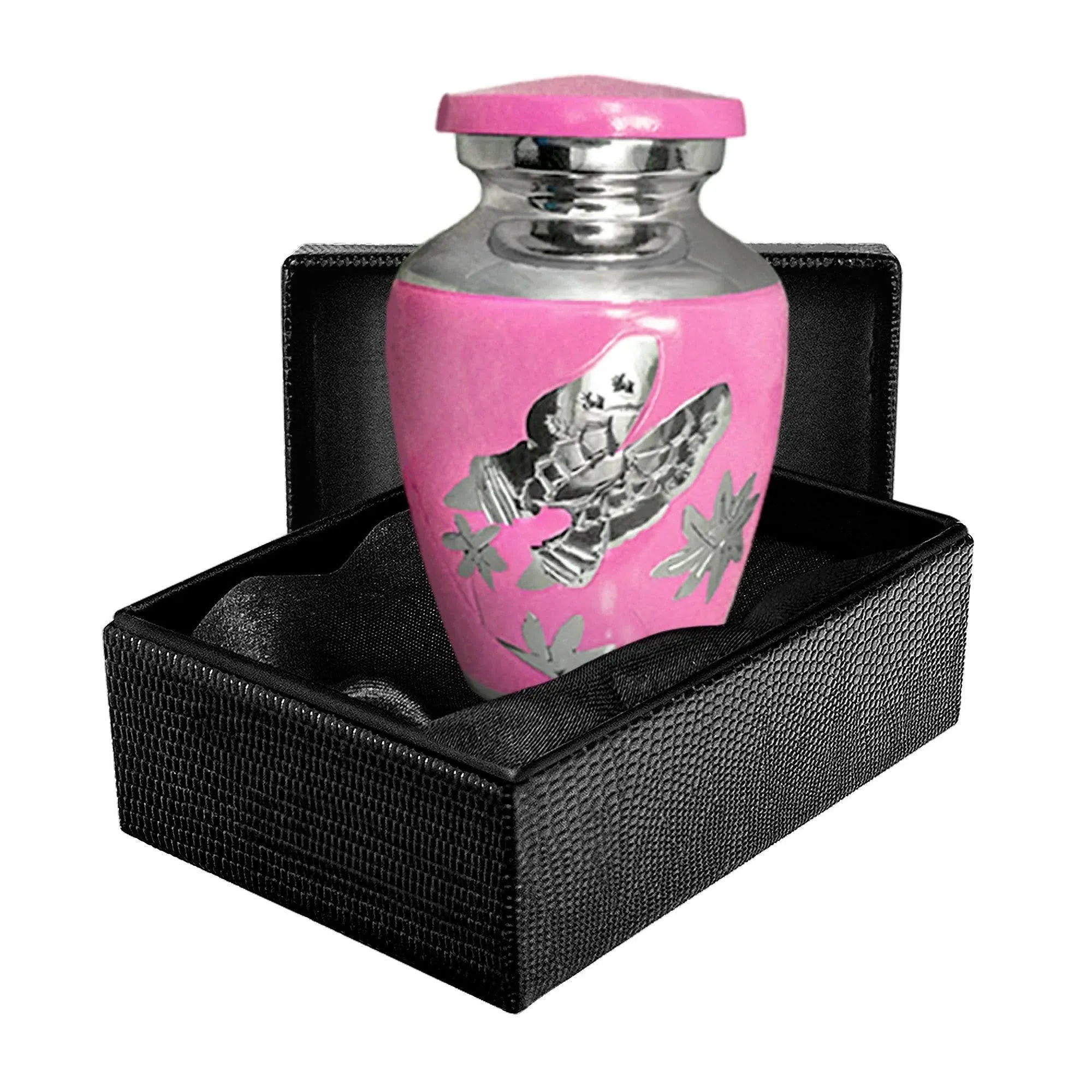 Trupoint Memorials Pink Butterfly Small Keepsake Urn For Human Ashes - Quantity 1 - Find Comfort In These Difficult Times With These Warm And Loving High