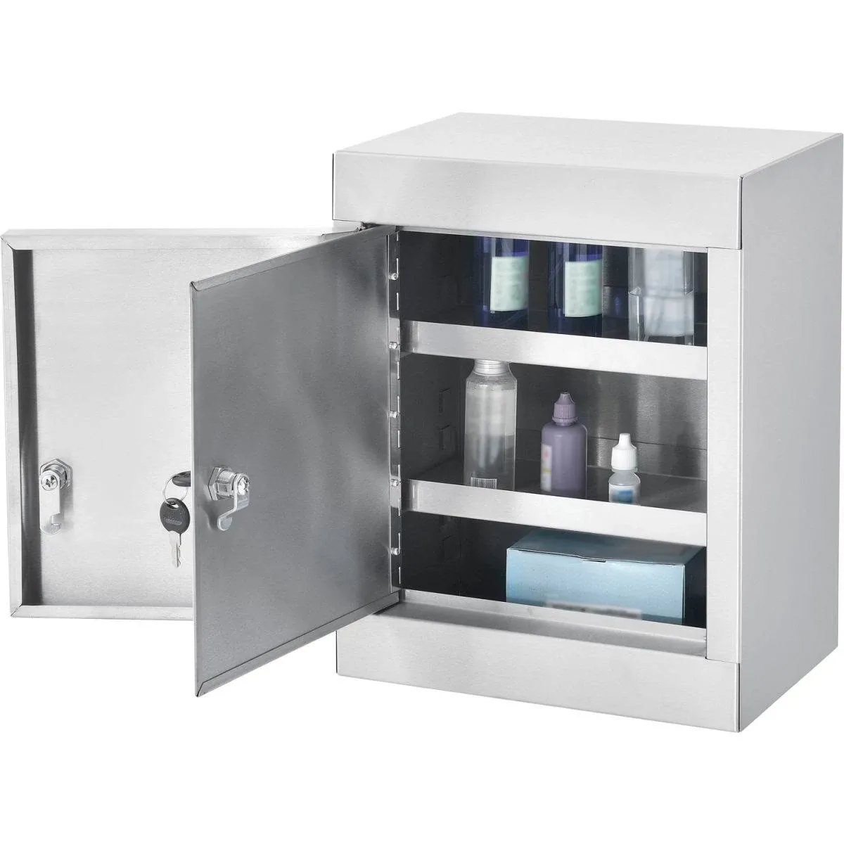 Global Industrial Stainless Steel Small Narcotics Cabinet, Double Door/Double Lock