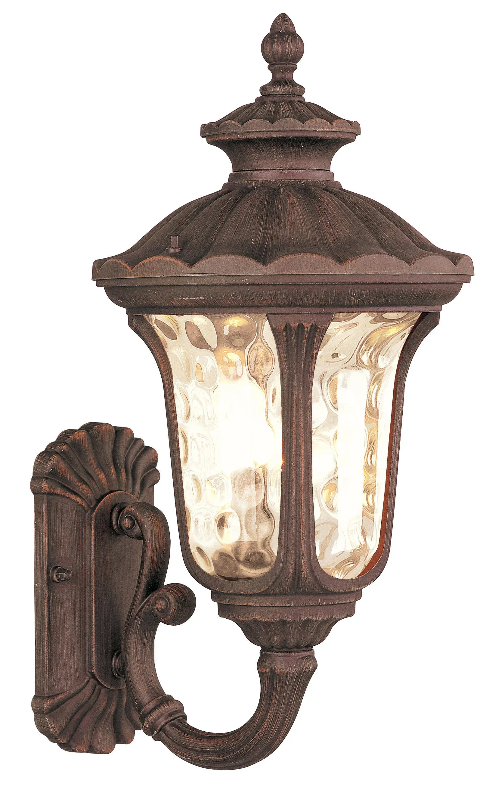 Livex Lighting 7652-58 Oxford 1 Light Imperial Bronze Cast Aluminum Wall Lantern with Light Amber Water Glass