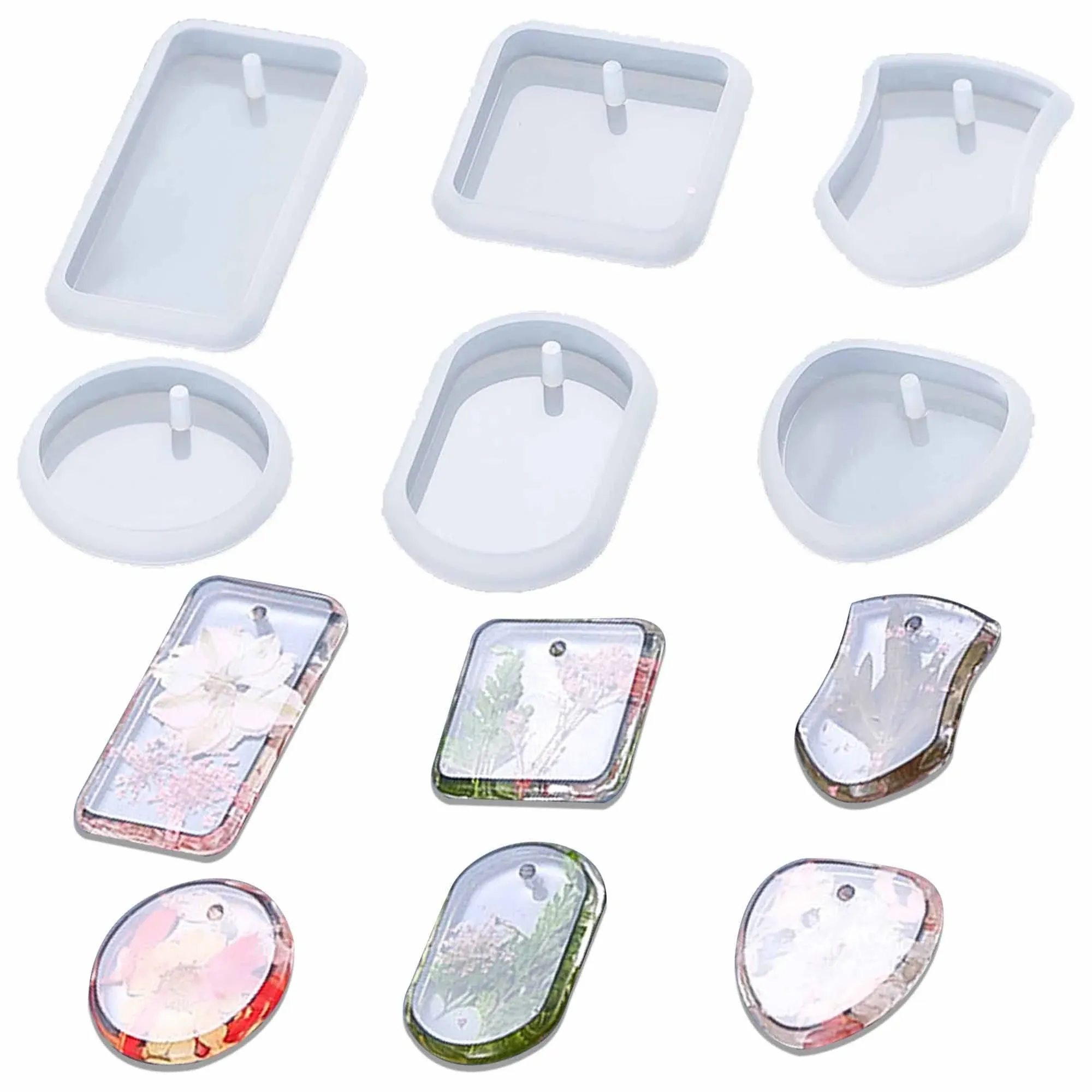 Resin Molds for Pendant,Silicone Molds for DIY Pendant Set,Resin Card Silicone Mold,Heart Resin Molds,Round Resin Molds,Oval Square Resin Molds,Rectangular Resin Molds,Hanging Resin Mold