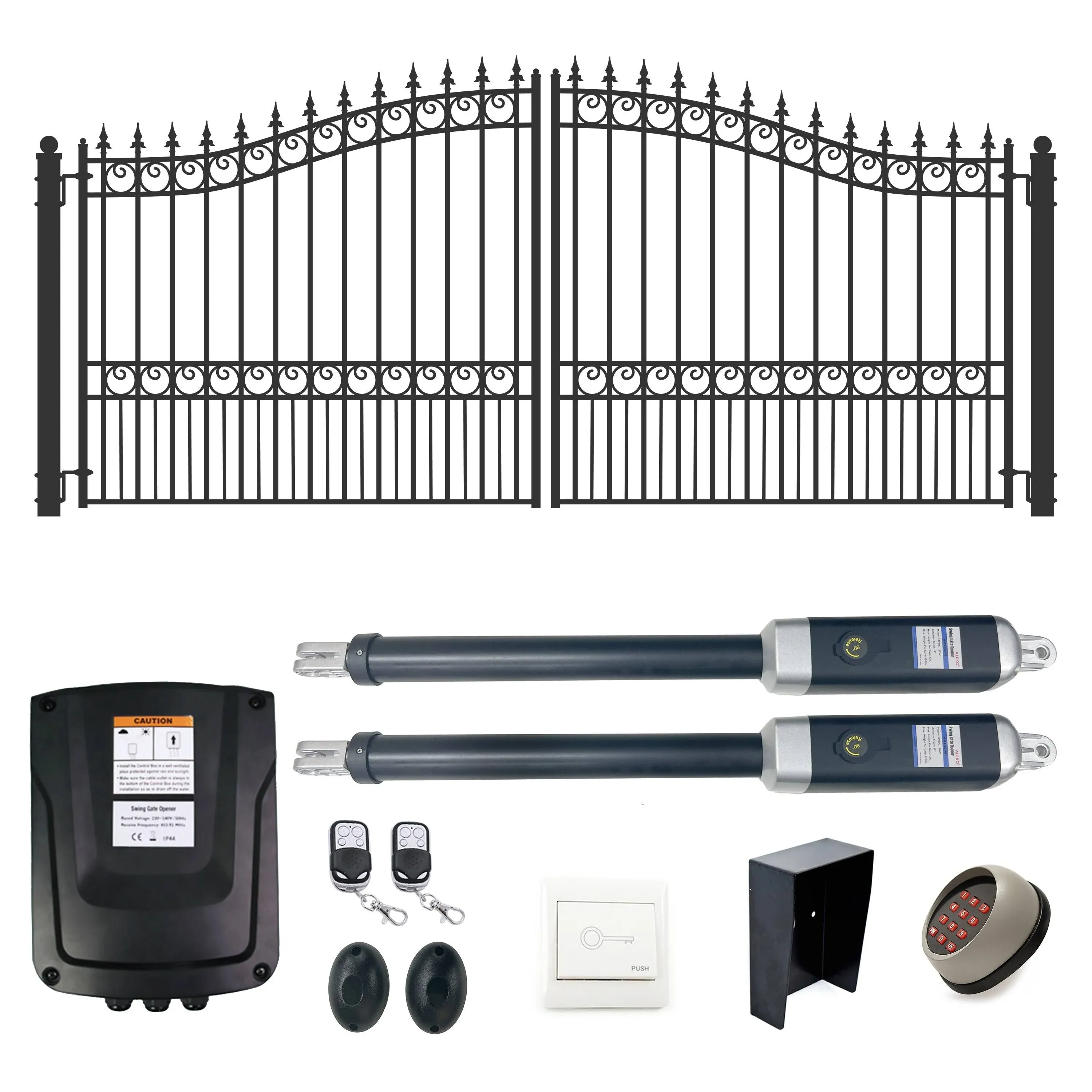 ALEKO London Style Dual Swing Steel Driveway Gate 16' with Gate Opener  | eBay