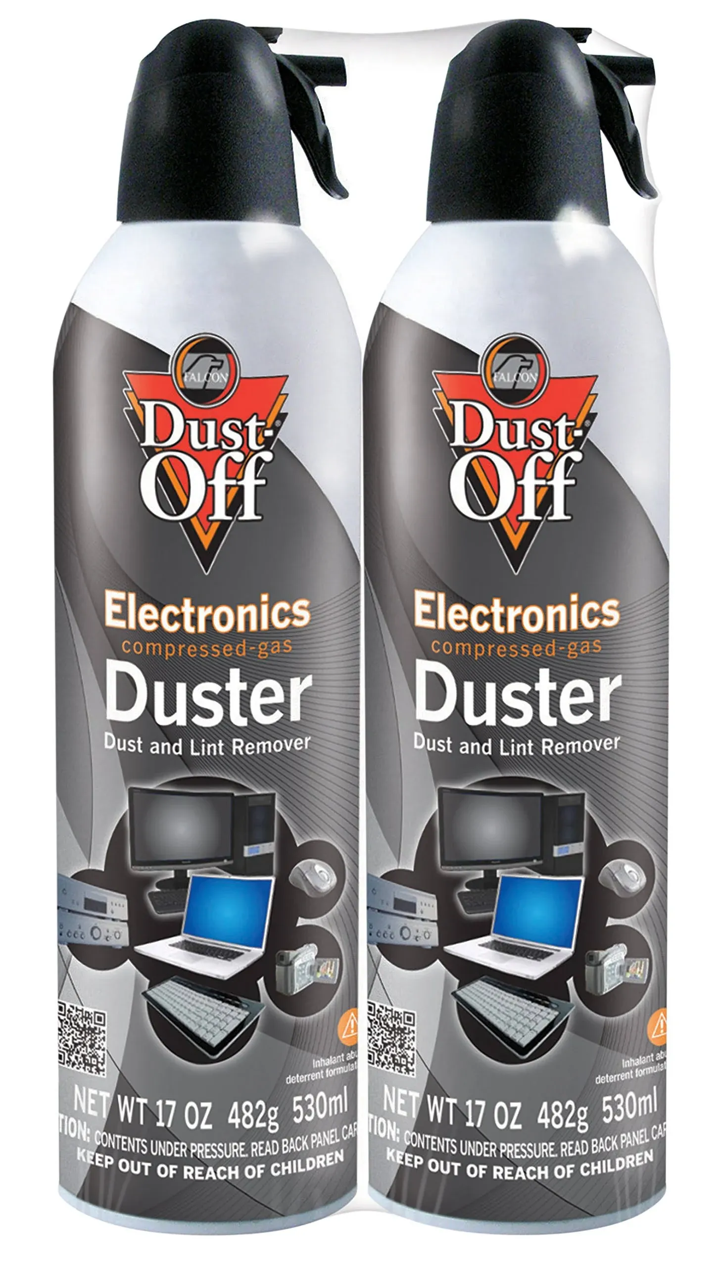 Falcon DPSJMB2 Disposable Compressed Gas Duster, 2 17oz Cans/Pack