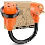 RV Locking Adapter Cord 30Amp to 30 A Pure Copper Heavy Duty 10 Gauge ETL Listed