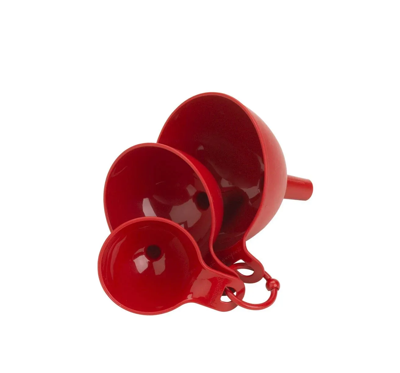 Goodcook Good Cook 3-Piece Plastic Funnel Set Kitchen Tool, Small, Red