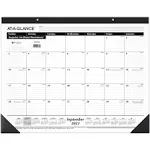 Academic Year Ruled Desk Pad, 21.75 X 17, White Sheets, Black Binding, Black Corners, 16-month (sept To Dec): 2024 To 2025