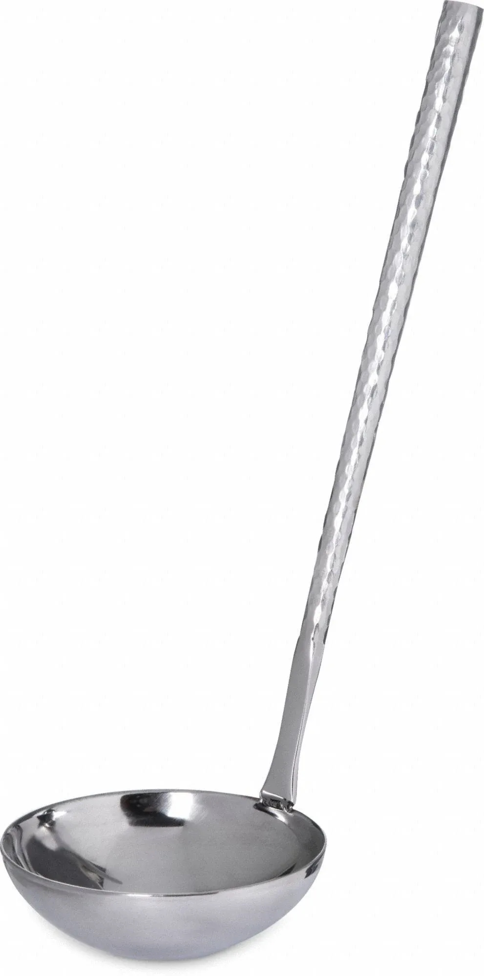 Terra(TM) Ladle, 4 oz., 13-1/2in.L, sloter safe, stainless steel, hammered mirror finish (12 each minimum order)