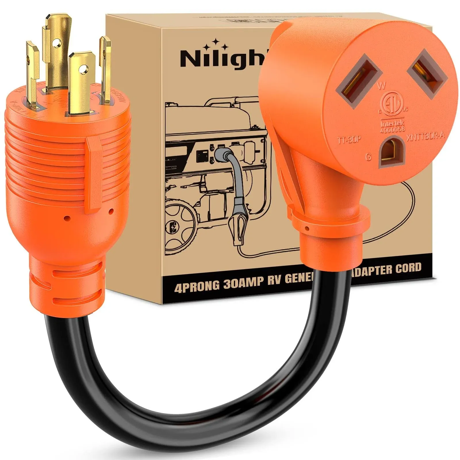 Nilight RV Generator Adapter Cord 30 Amp to 30 Amp 4 Prong Pure Copper