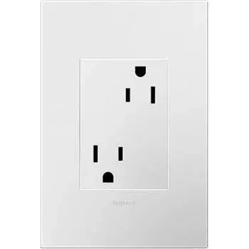 Legrand Adorne 15A Plus-Size Tamper-Resistant Outlet with Matching Wall Plate, 4-Pack (White Finish), ARTR153W4WP