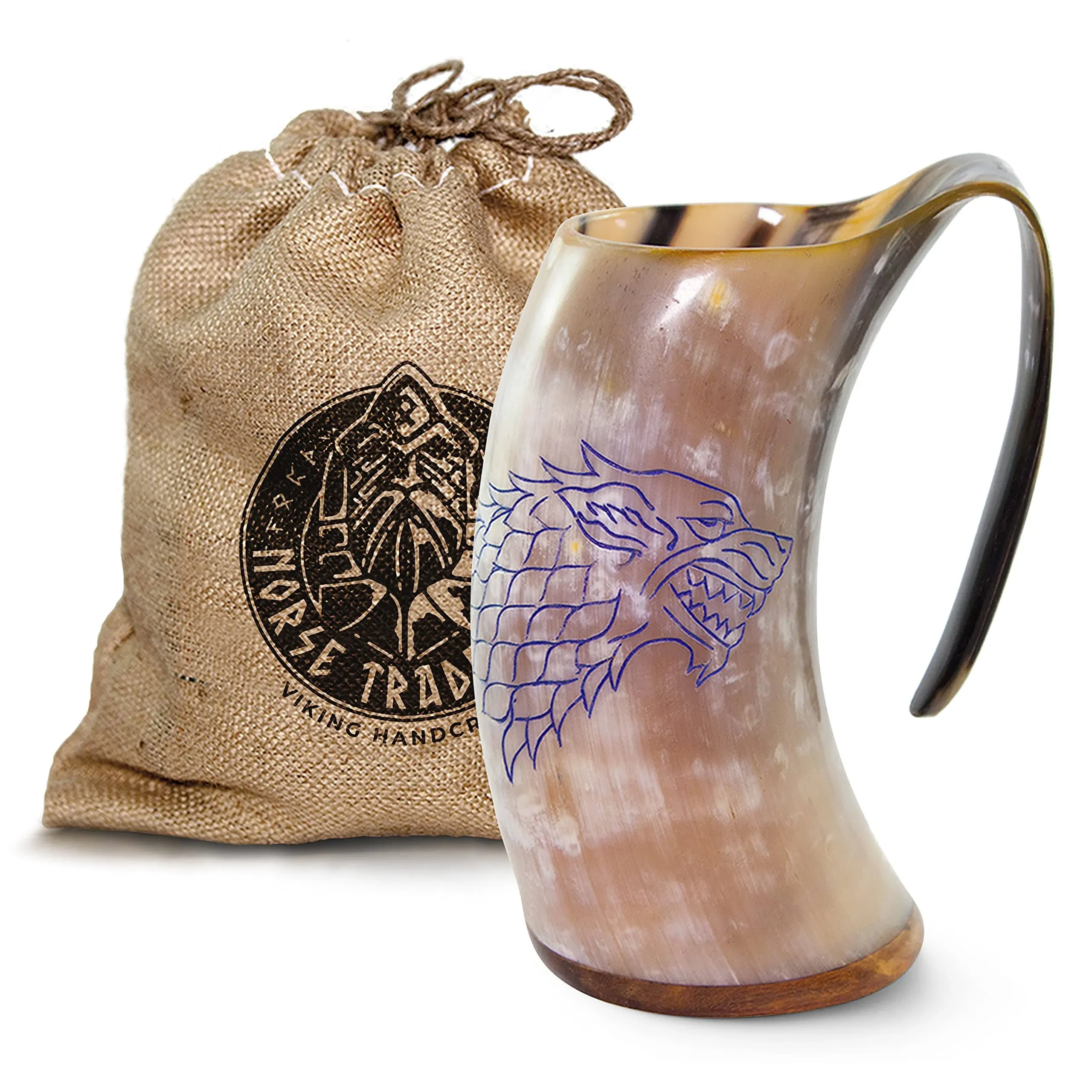 Norse Tradesman Genuine Viking Drinking Horn Mug - 100% Authentic Beer Horn ...