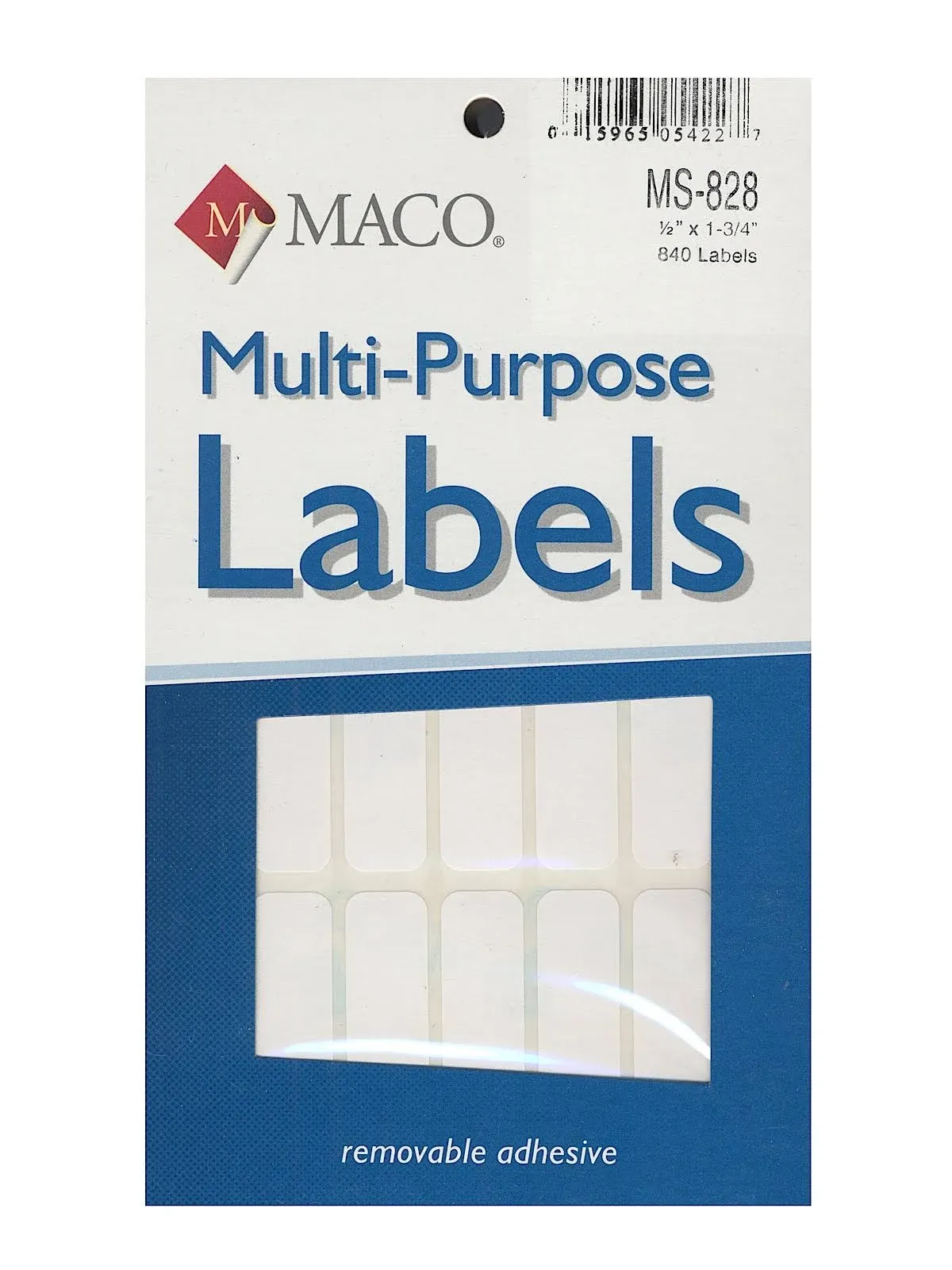 MACO White Rectangular Multi-Purpose Labels, 1/2 x 1-3/4 Inches, 840 Per Box