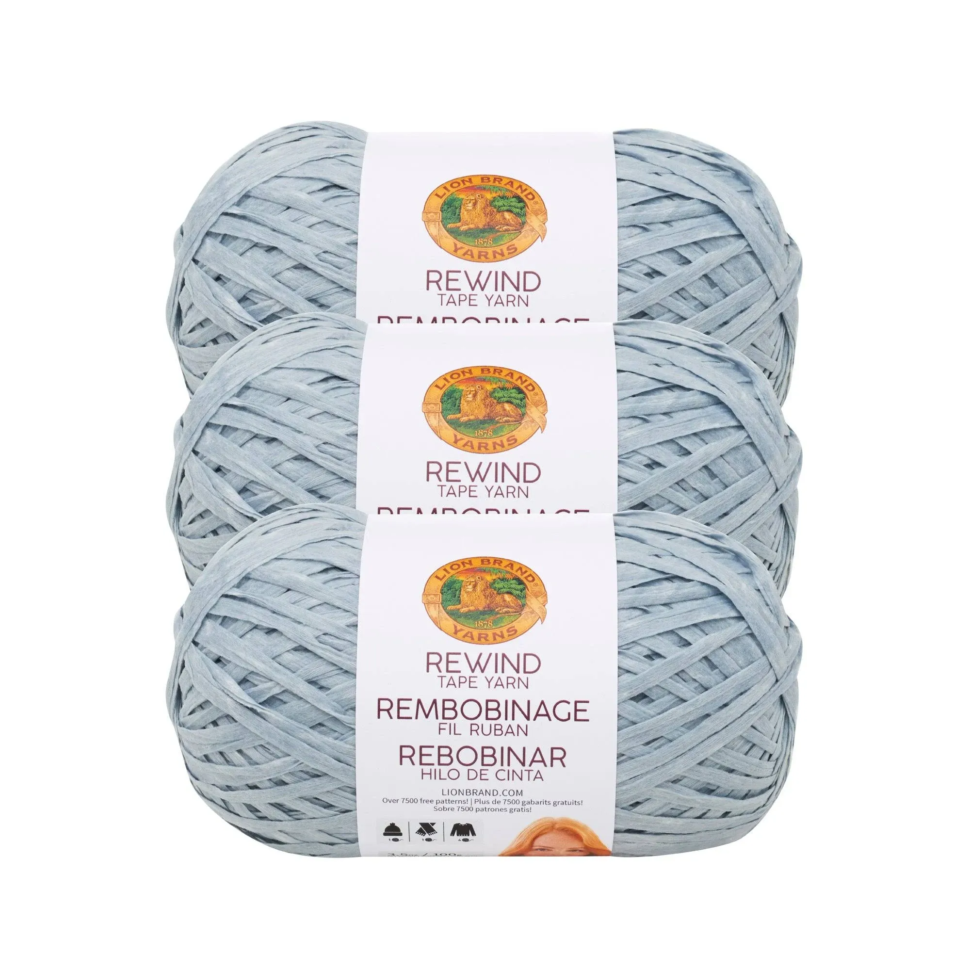 Lion Brand Yarn 523-106ah Rewind Marbles 3 Pack Fashion Yarn, Gray