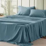 Bedsure King Size Sheets - Soft Sheets for King Size Bed, 4 Pieces Hotel Luxury Mineral Blue Sheets King, Easy Care Polyester Mi