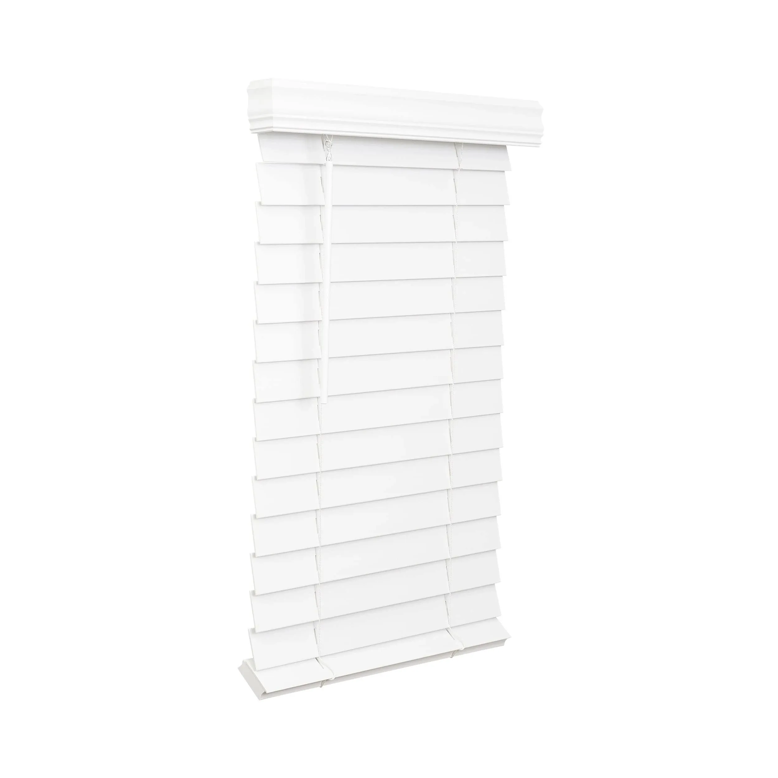 LOTUS & WINDOWARE 2.5-inch Cordless Faux Wood Blind, Plantation Style, 22.5" Wide x 72" Long, Smooth, Bright White – for Living Room, Bedroom, Interior Door Windows