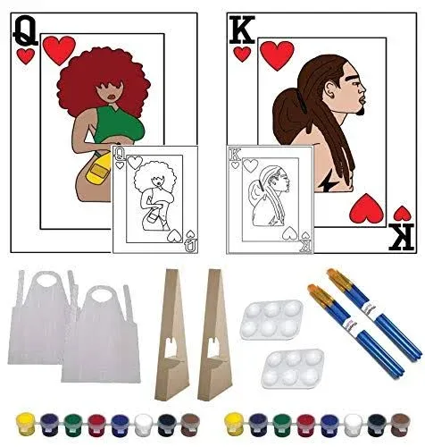 Journi Canvas Playing Cards (2 Pack) 12x16 Canvas Couples Paint Party Kits Pre ...