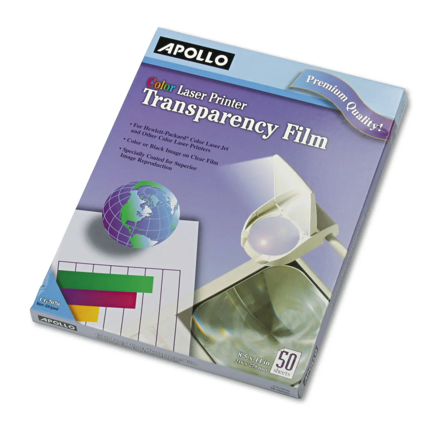 Apollo Transparency Film - Letter - 8.50&#034; X 11&#034; - 50 / Box - Transparent