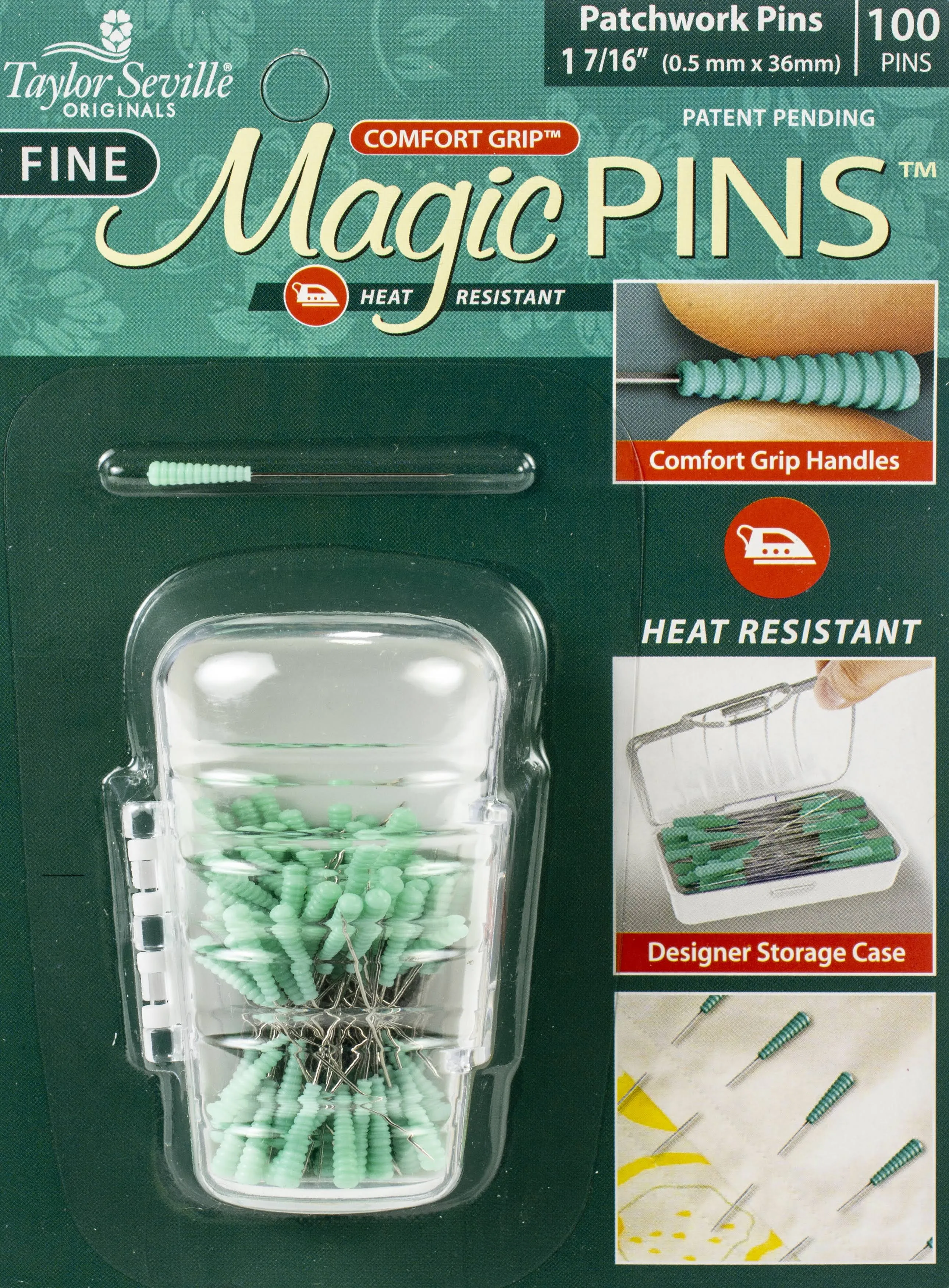 Magic Pins Fine - Easy to Pick Up and Grasp Sewing Pins Great for Arthritis, Quilting Notions Sewing Notions, pk of 100 no. 217238