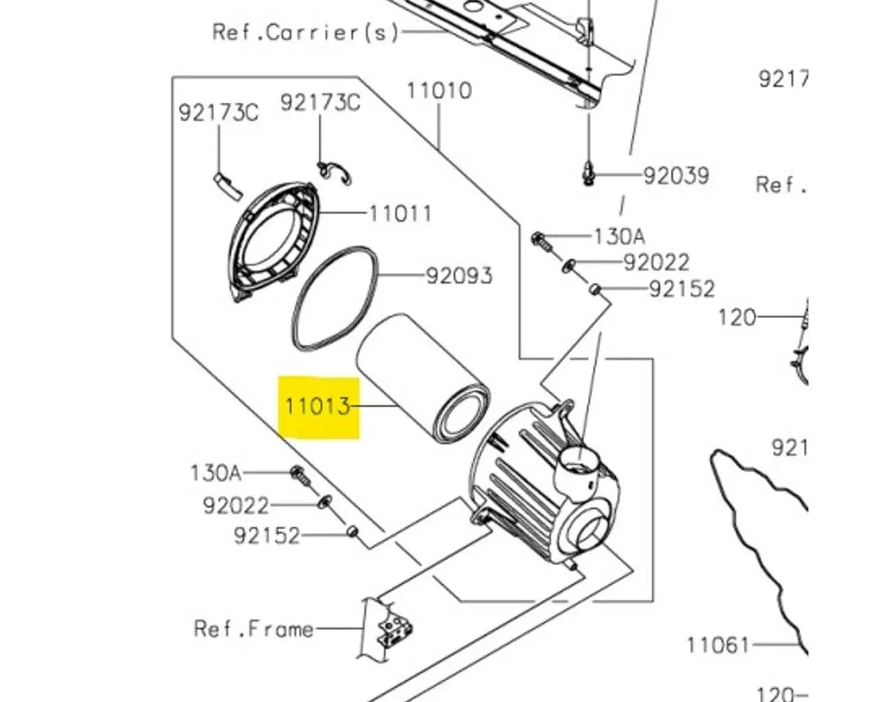 Kawasaki OEM Part 11013-0782 ELEMENT-AIR FILTER