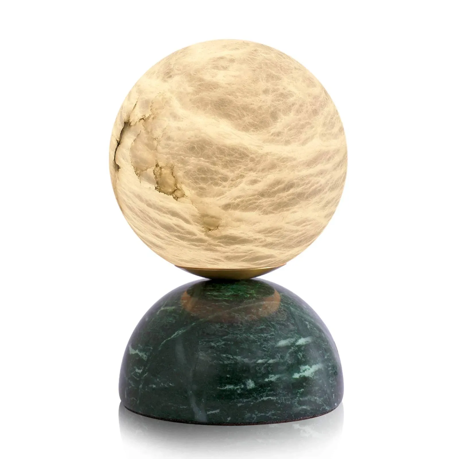 pinyan Handcrafted Natural Alabaster Stone Globe Table Lamp with Marble White 