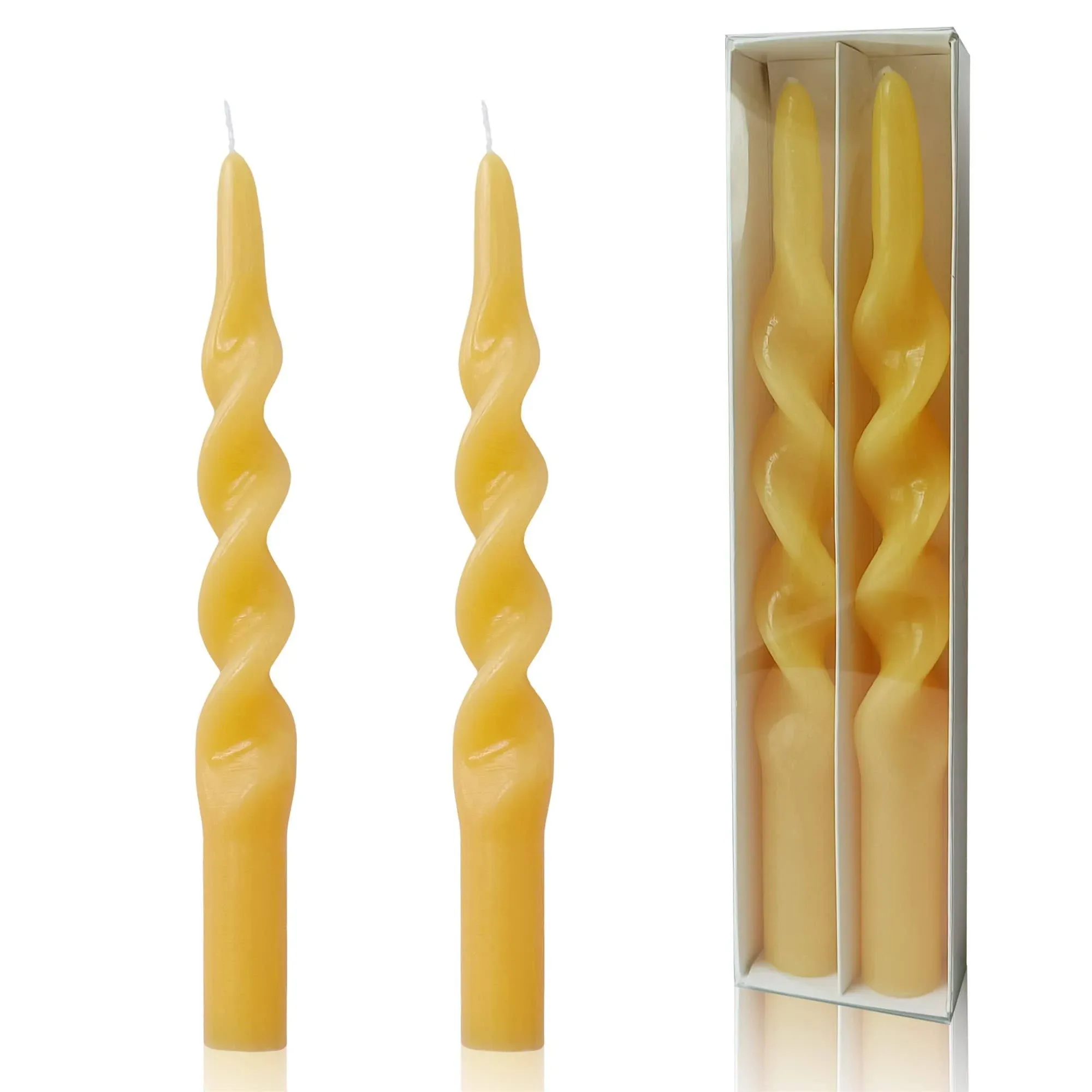 Long Taper Candle Beeswax Candlestick,Gedengni Handcrafted Bees Wax Spiral Candles Scented Tapered Candle Twisted Candlesticks Wedding Home Dinner Wedding Party Decor,1D-Beeswax