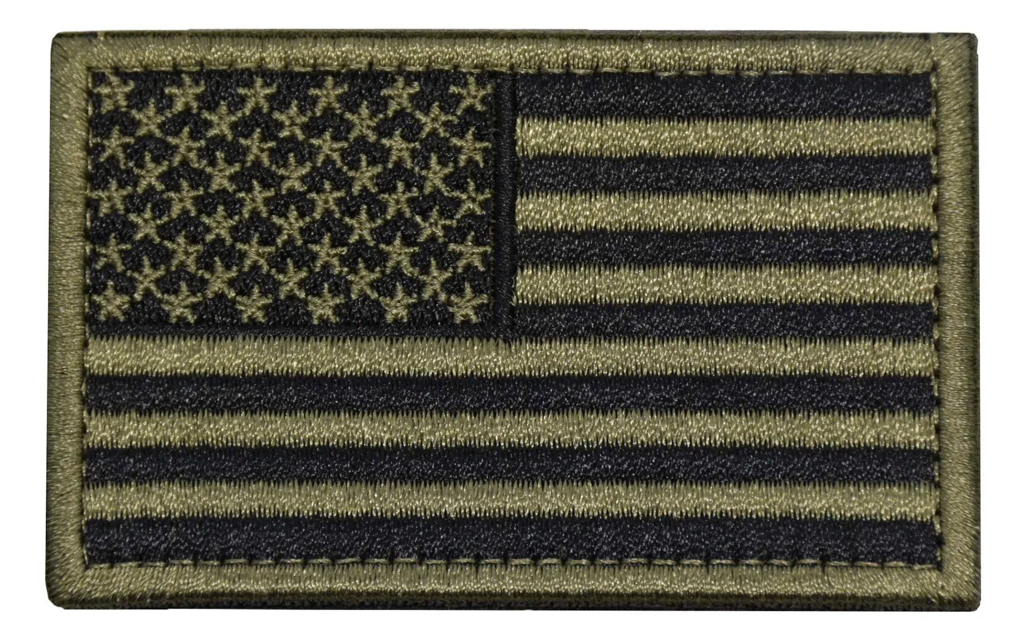 USA Flag Patch Embroidered American Flag Tactical Patch Hook and Loop Fastener Backing Emblem (Black+Army Green)