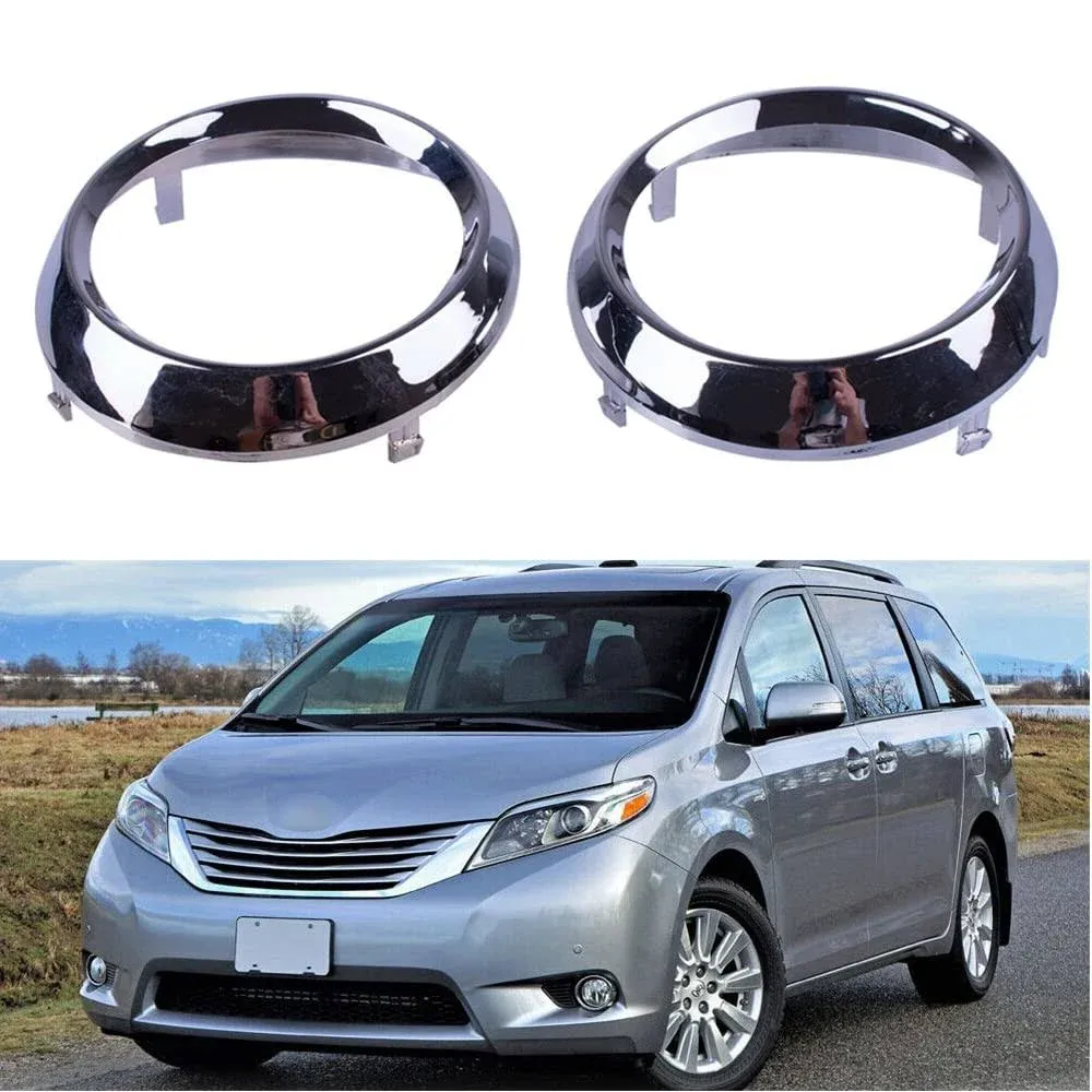 SixBuys Fog Driving Light Lamp Chrome Bezel Trim Ring Compatible with Toyota ...