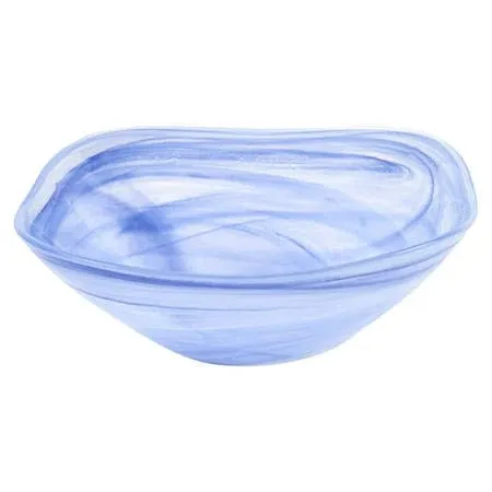 Elegant Murano Style Centerpiece Squarish Bowl - Lite Blue Alabaster 10&#034; X 3.75&#034;