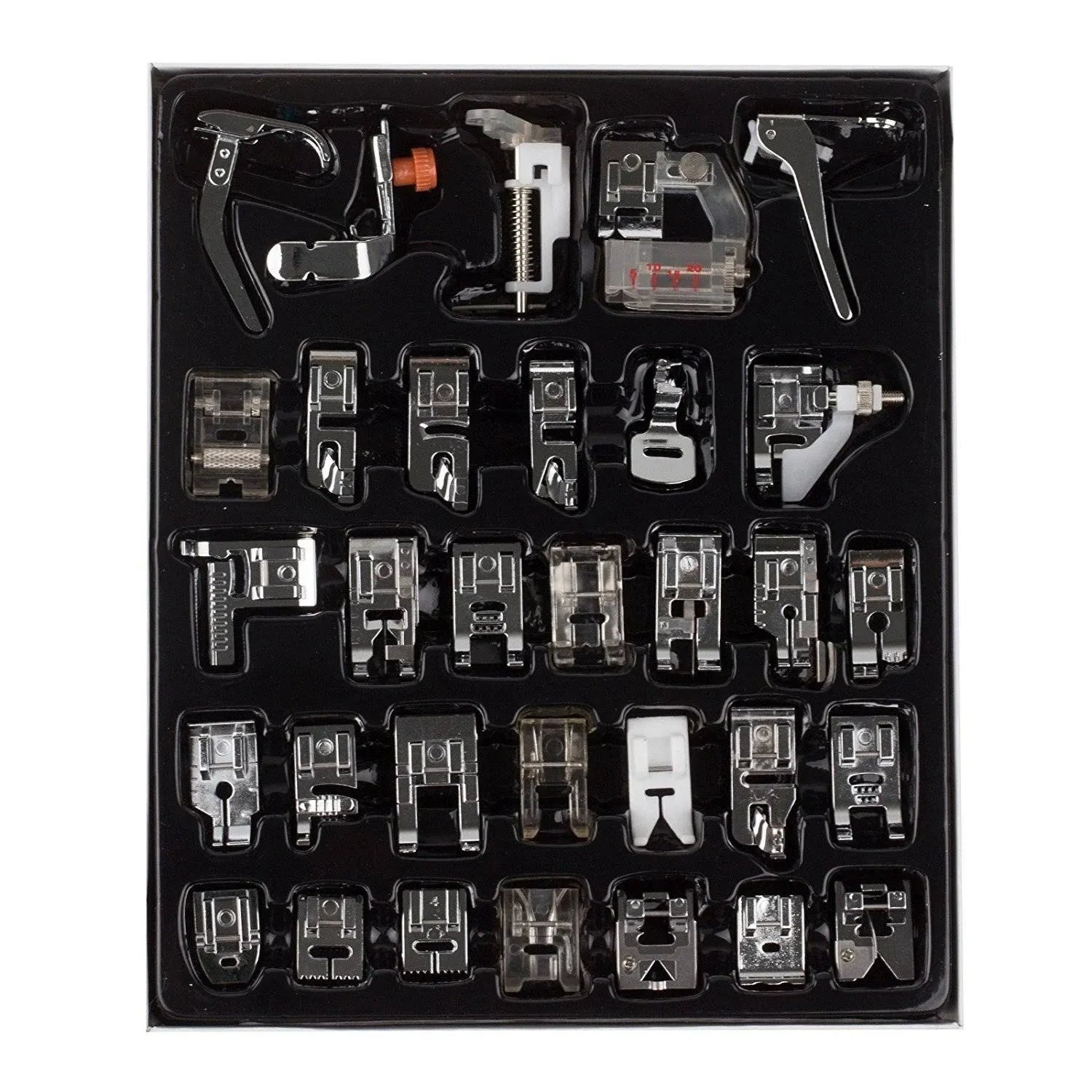 Wefond 32pcs Professional Sewing Machine Presser Feet Set Low Shank Snap-On Foot ...