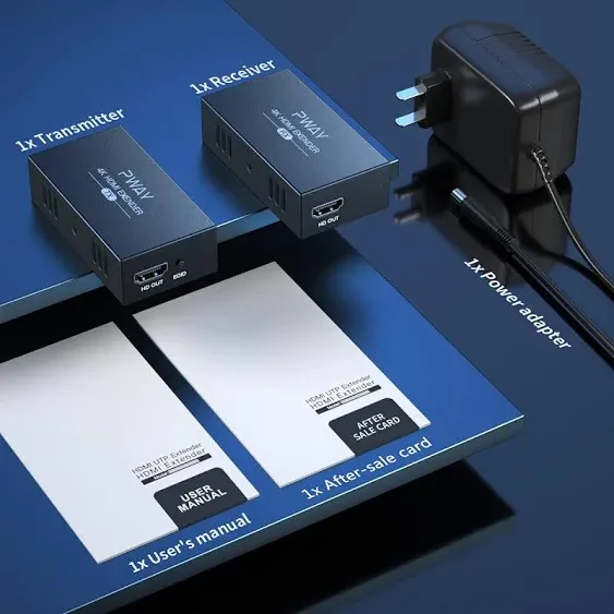 PWAY HDMI Extender Over Cat5e/6, Extend 4K @ 30Hz Audio Video Up to 100m (328ft), Support EDID - POC Function