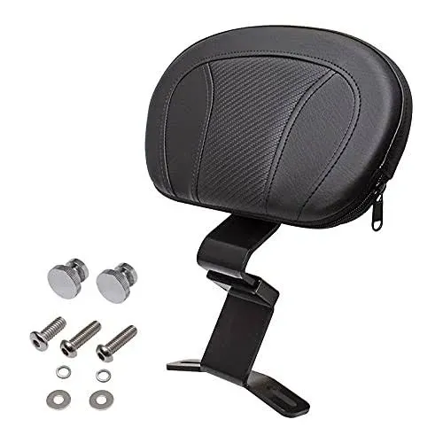 Black Front Driver Rider Backrest with Pad Compatible with Harley Touring CVO...