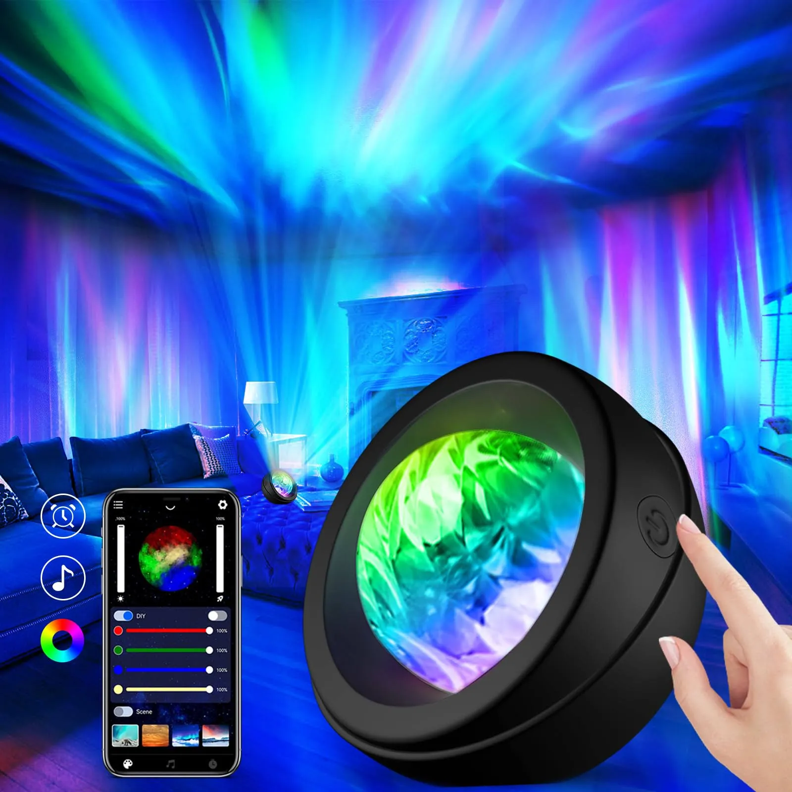 Light Projector, Galaxy Projector for Bedroom Northern Lights Aurora Projector w