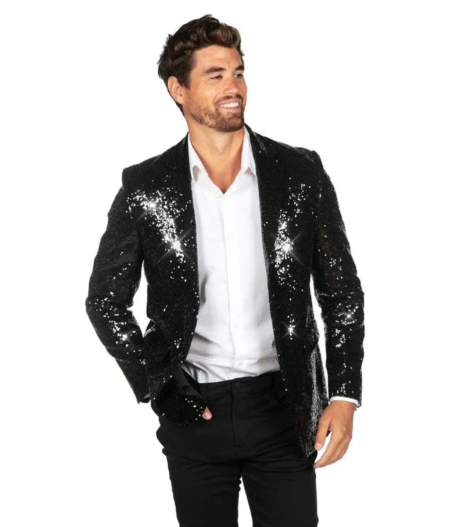 NWT  Luxury Statement Black Sequin Blazer Size 42 