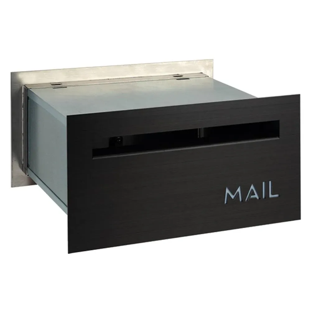 Brick-in Chute Through The Wall Stainless Steel Mailbox - Modern Architectural Locking Design - 8.75" H x 15.75" W - Enhance Your Home with The Melton from Bailey Boxes