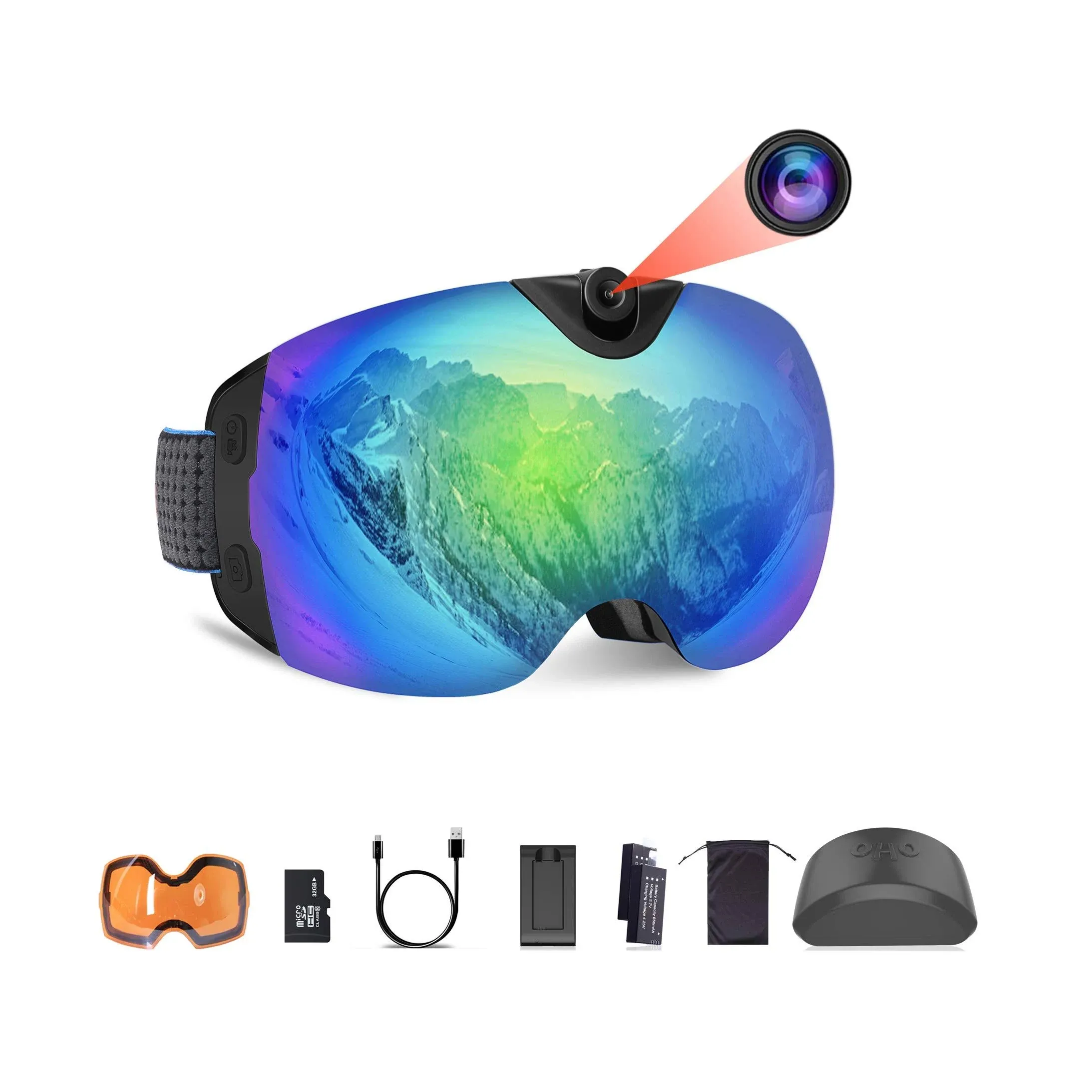 Oho Sunshine Oho Camera Ski Goggles 4K Camera Snowboard Goggles with WiFi Feature ...